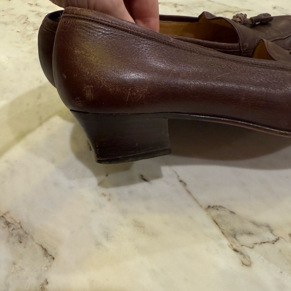 Celine Dark Brown Women’s Leather Tassel Loafers 37.5 Vintage! - Picture 7 of 7